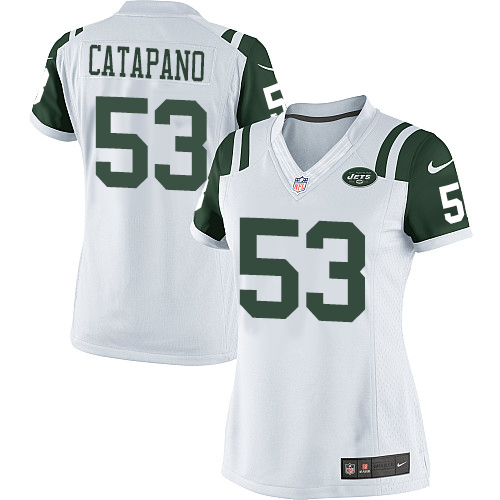 Women's Limited Mike Catapano Nike Jersey White Road - #53 NFL New York Jets